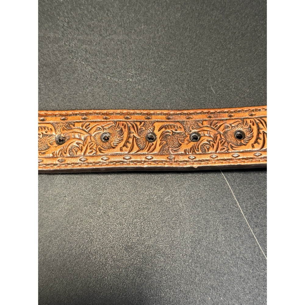 Hooey Mens Brown Floral Tooled Leather Western Belt No Buckle 34 Western Country - Picture 6 of 9